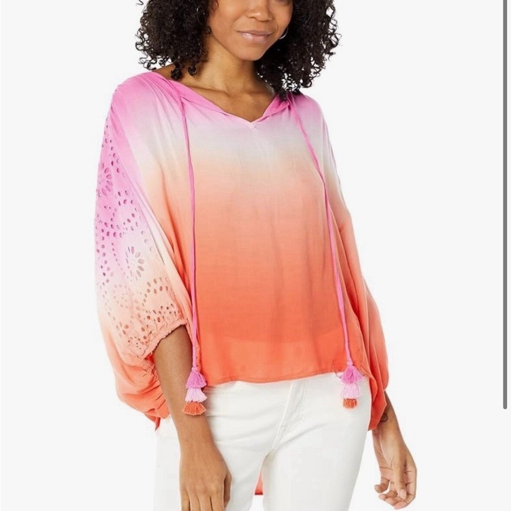 Young Fabulous & Broke Pink Ombré Poet Blouse eyelet size XS